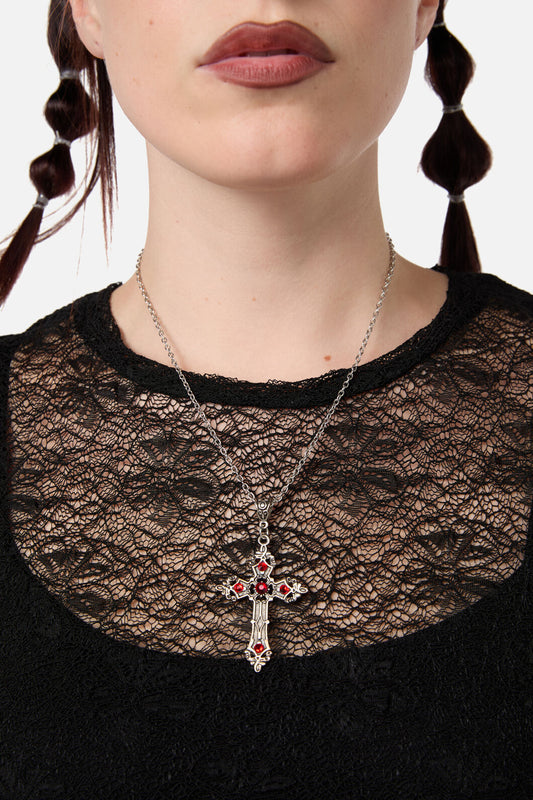 Dangerfield - Baroque Cross Necklace - silver