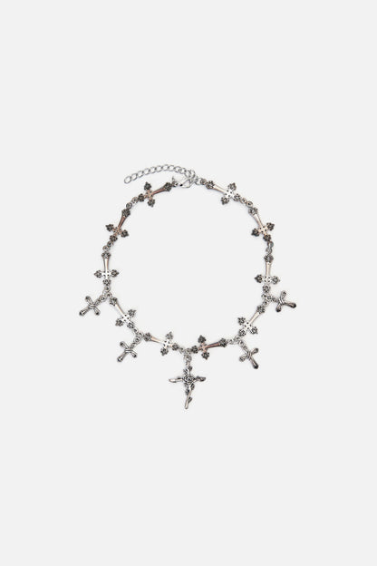 Dangerfield - Crosses Choker Necklace - silver