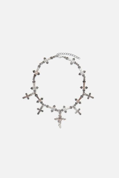 Dangerfield - Crosses Choker Necklace - silver