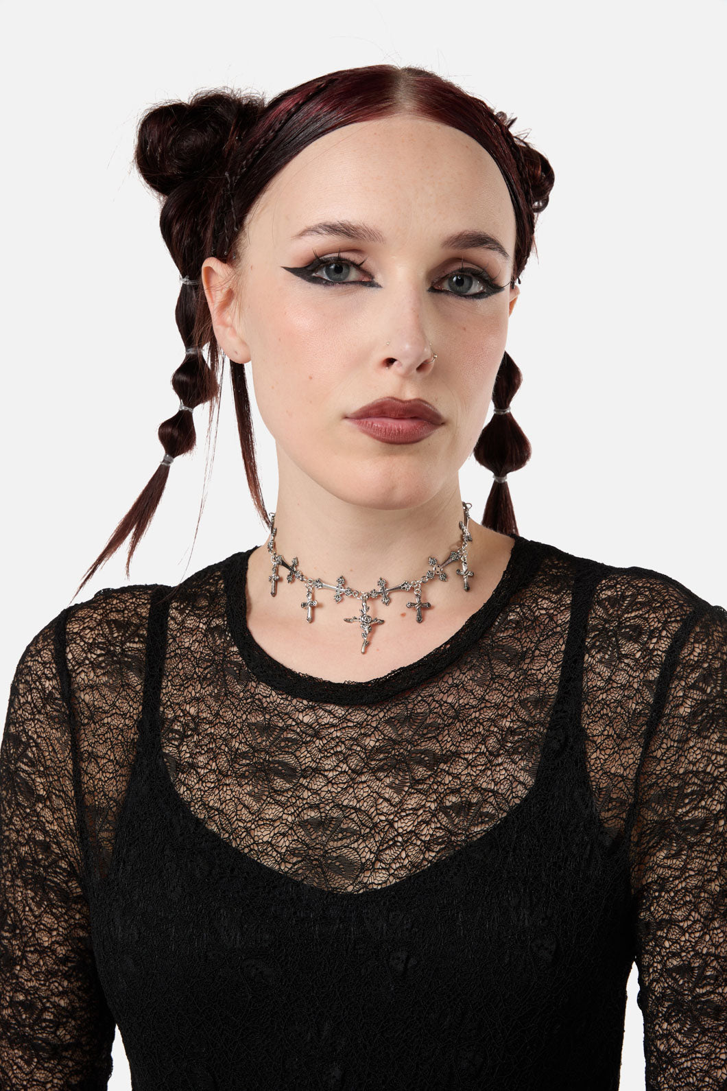 Dangerfield - Crosses Choker Necklace - silver