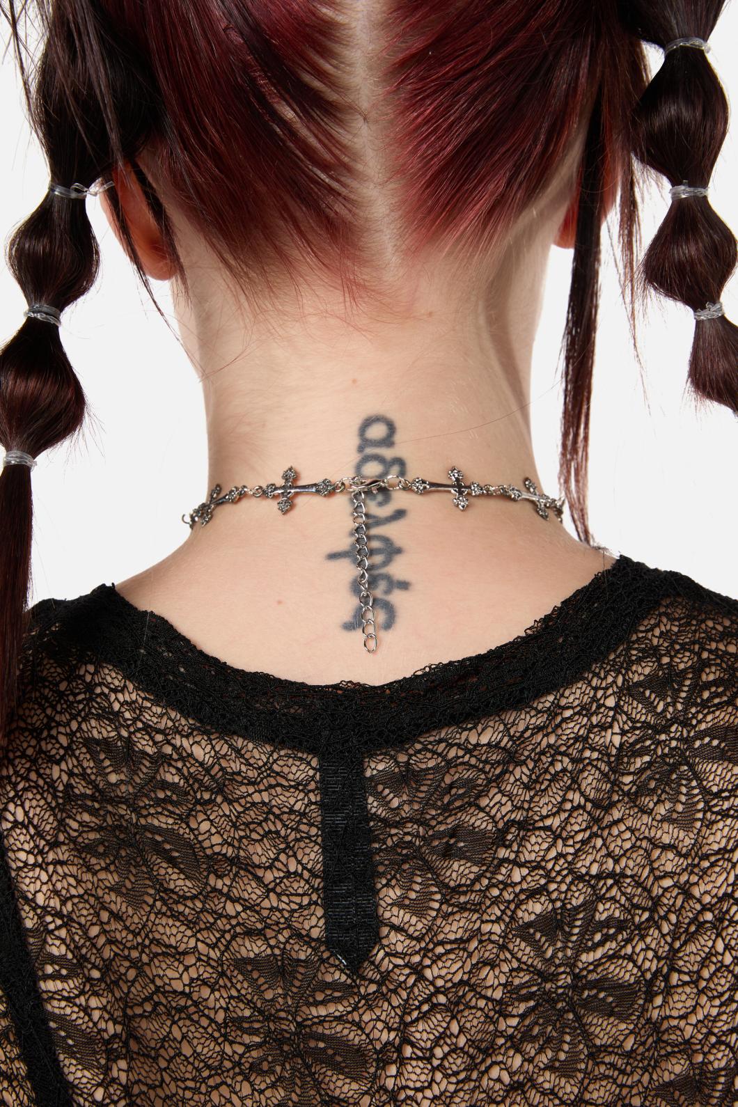 Dangerfield - Crosses Choker Necklace - silver