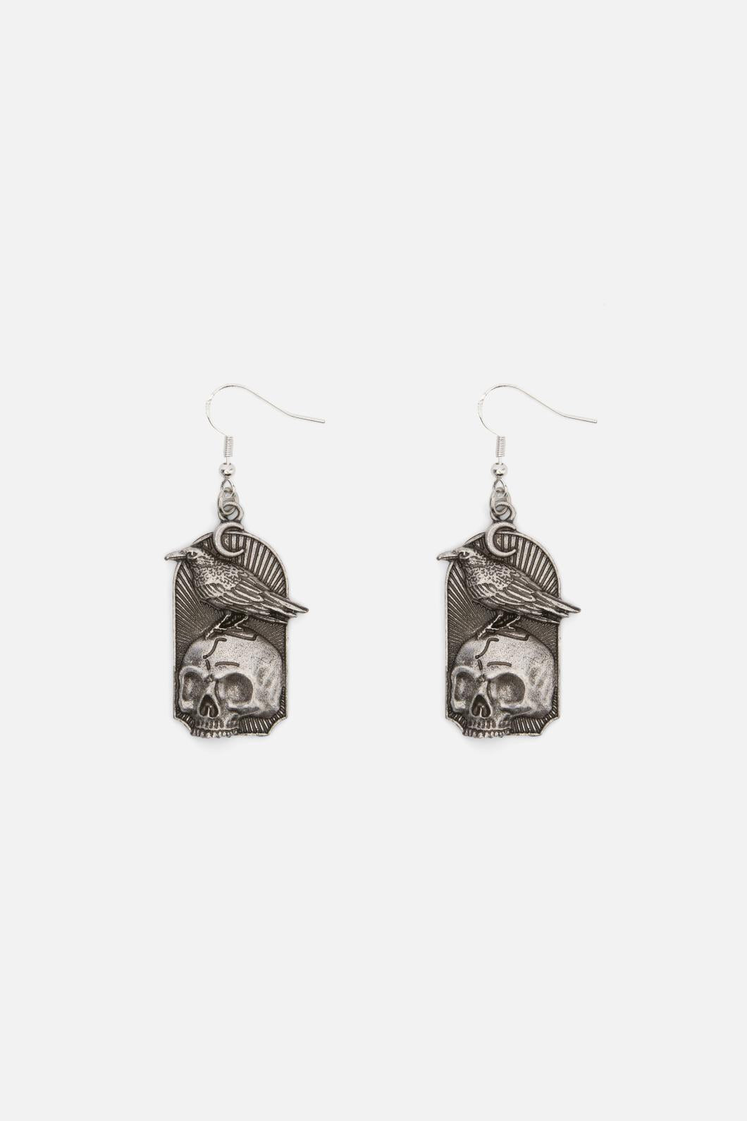 Dangerfield - Raven Skull Earrings - silver