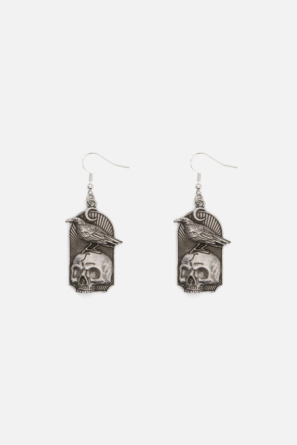 Dangerfield - Raven Skull Earrings - silver