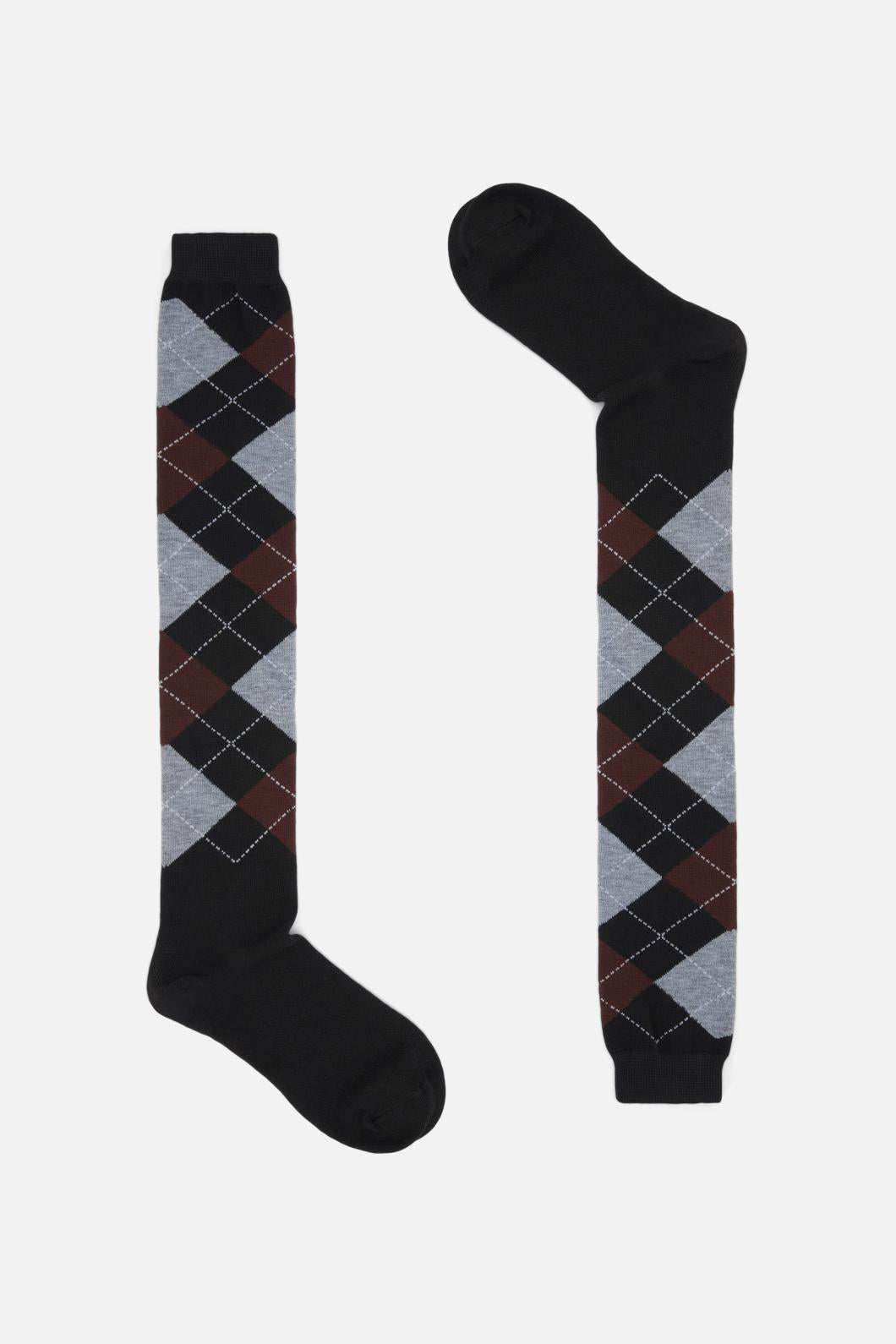 Dangerfield - Long Argyle Socks - black-grey