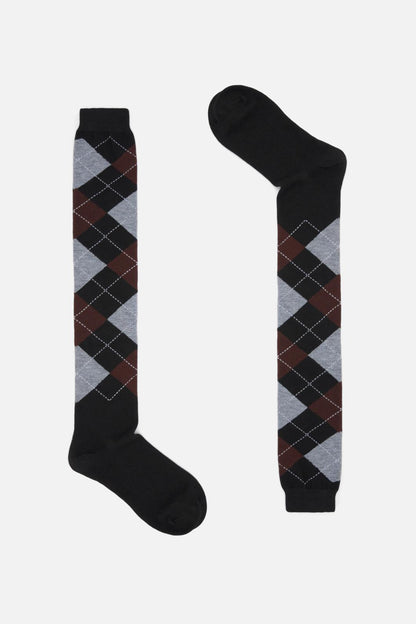 Dangerfield - Long Argyle Socks - black-grey