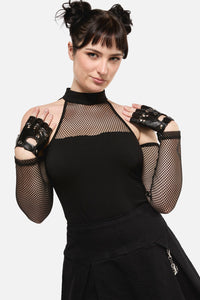 Dangerfield - Round Stud Faux Leather Gloves - black