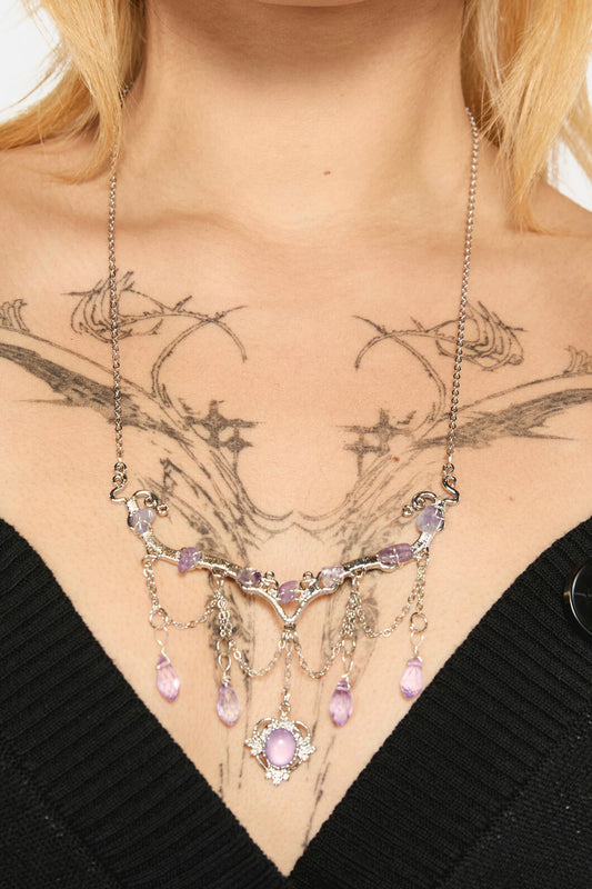Dangerfield - Lilac Crystal Necklace - silver