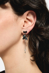 Dangerfield - Bow Cat Drop Earrings - black