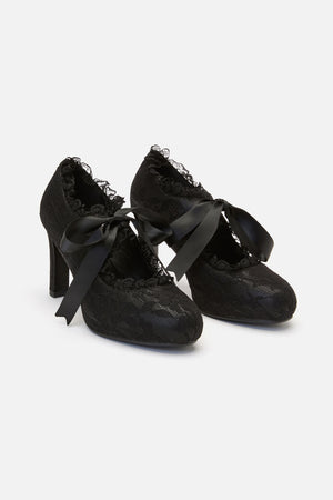 Dangerfield - Lace On Lace Heel - black
