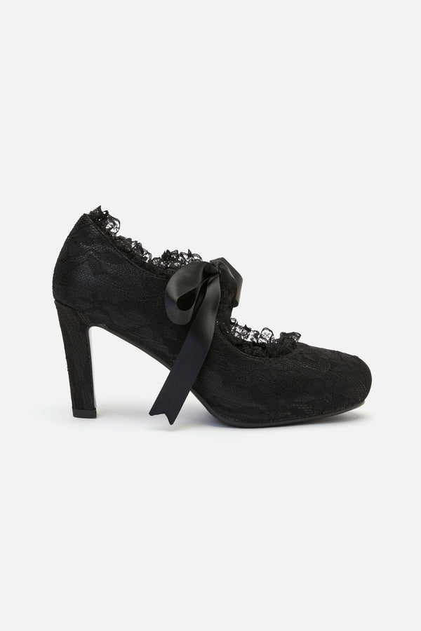 Dangerfield - Lace On Lace Heel - black
