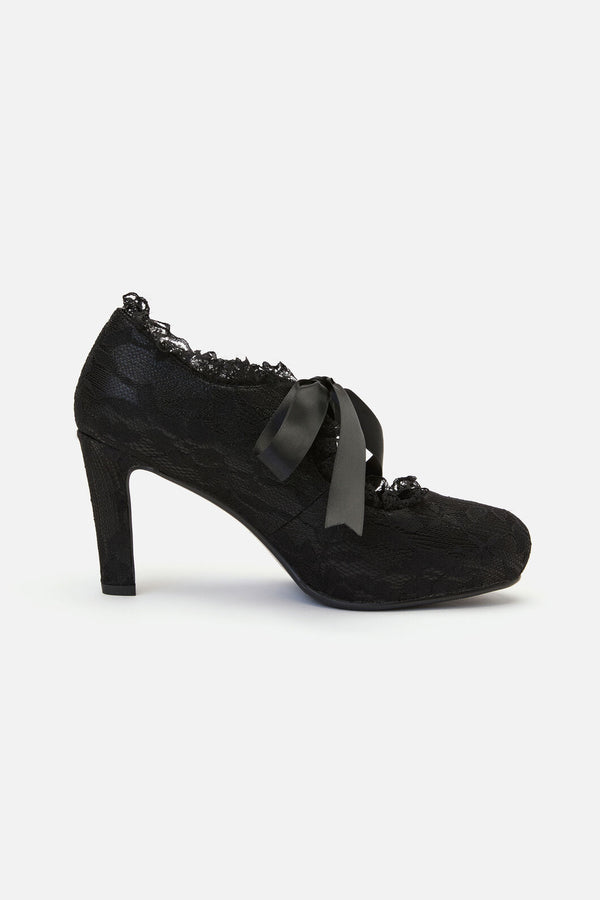 Dangerfield - Lace On Lace Heel - black