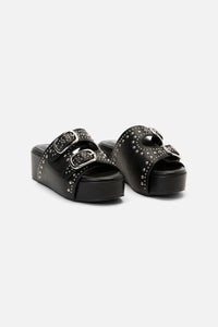 Dangerfield - Stud Buckle Slide Sandals - black