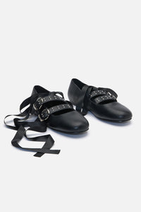 Dangerfield - Removable Tie Stud Ballet Shoe - black
