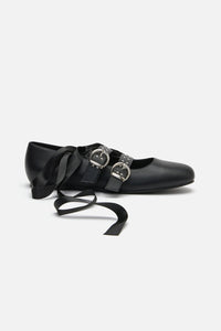 Dangerfield - Removable Tie Stud Ballet Shoe - black