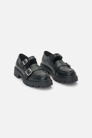 Dangerfield - Loafer Buckle Mary Jane Shoe - black