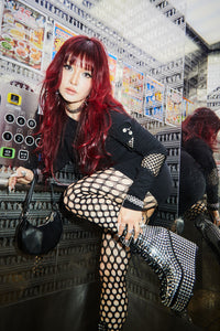 Dangerfield - Mirror Stud Platform Heel - black-silver