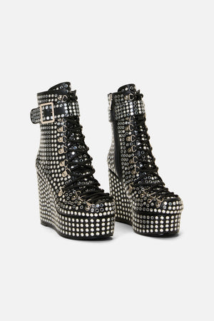 Dangerfield - Mirror Stud Platform Heel - black-silver