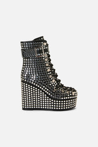 Dangerfield - Mirror Stud Platform Heel - black-silver