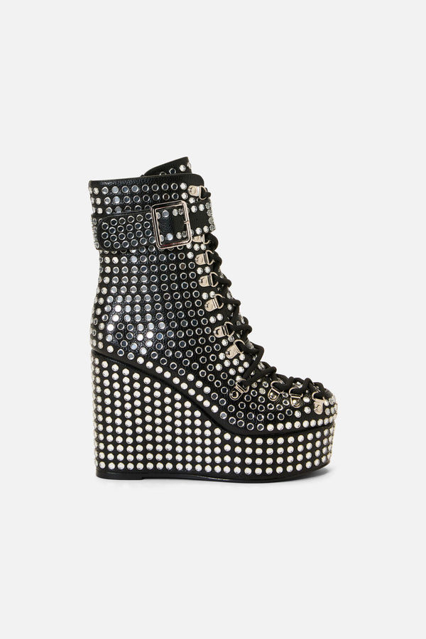 Dangerfield - Mirror Stud Platform Heel - black-silver