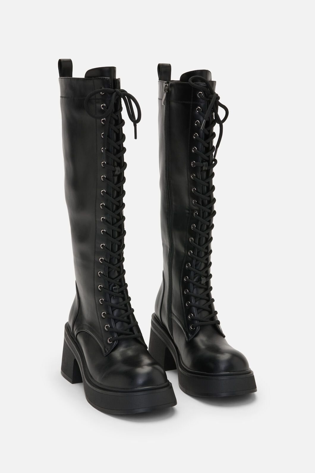Dangerfield - Knee High Lace Up Boot - black