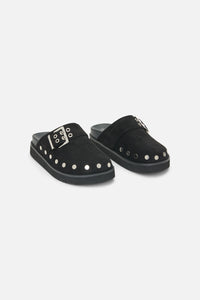 Dangerfield - Stud Faux Suede Slide Shoe - black