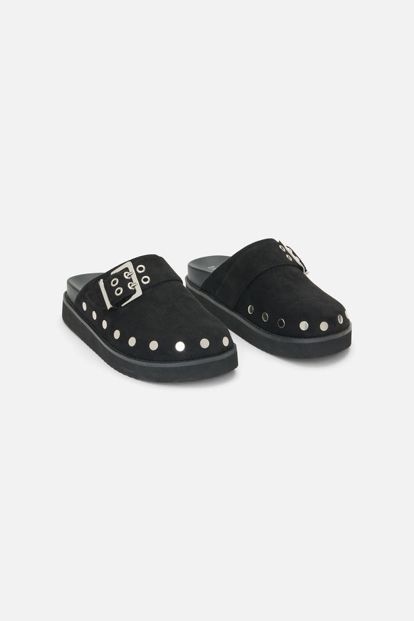 Dangerfield - Stud Faux Suede Slide Shoe - black