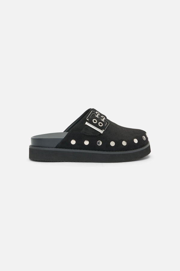 Dangerfield - Stud Faux Suede Slide Shoe - black