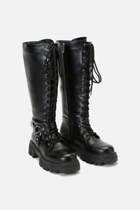 Dangerfield - Biker Detail Knee High Boot - black
