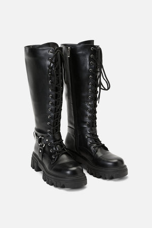 Dangerfield - Biker Detail Knee High Boot - black