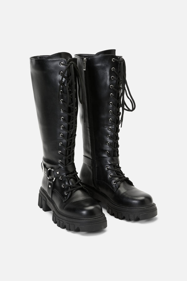 Dangerfield - Biker Detail Knee High Boot - black