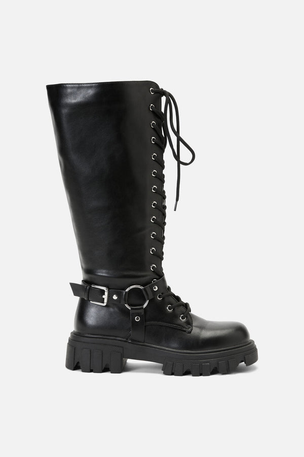Dangerfield - Biker Detail Knee High Boot - black