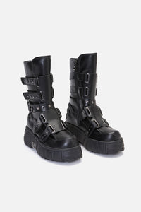 Dangerfield - Strap & Stud Moto Boot - black