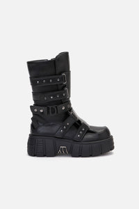 Dangerfield - Strap & Stud Moto Boot - black