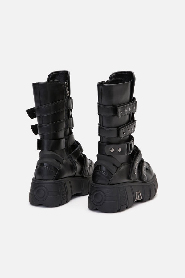 Dangerfield - Strap & Stud Moto Boot - black