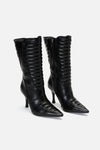 Dangerfield - Pointy Moto Heeled Boot - black