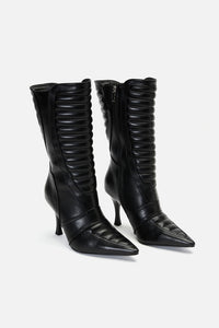 Dangerfield - Pointy Moto Heeled Boot - black