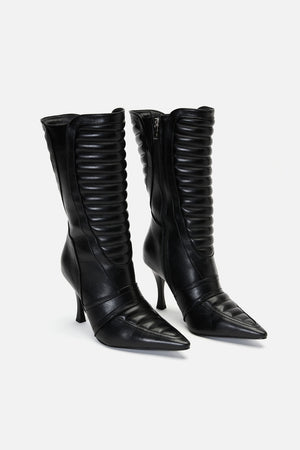 Dangerfield - Pointy Moto Heeled Boot - black
