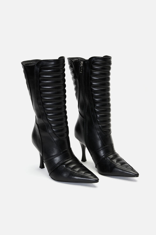Dangerfield - Pointy Moto Heeled Boot - black