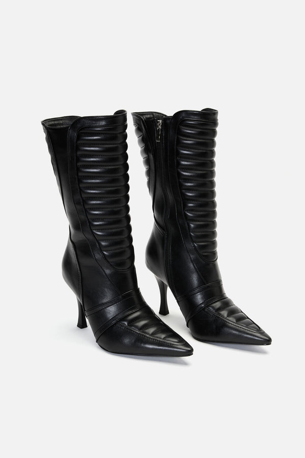 Dangerfield - Pointy Moto Heeled Boot - black