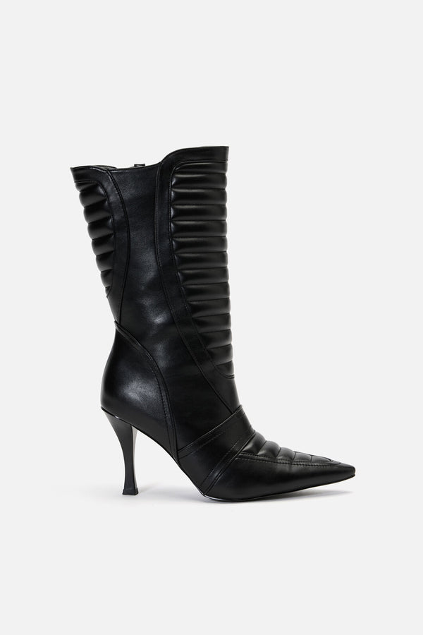 Dangerfield - Pointy Moto Heeled Boot - black