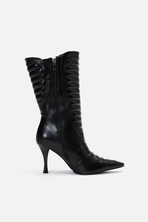 Dangerfield - Pointy Moto Heeled Boot - black