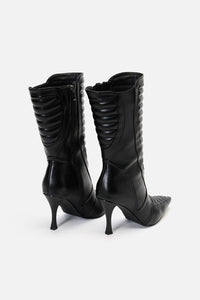 Dangerfield - Pointy Moto Heeled Boot - black