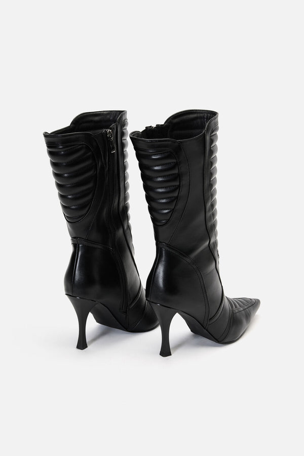 Dangerfield - Pointy Moto Heeled Boot - black