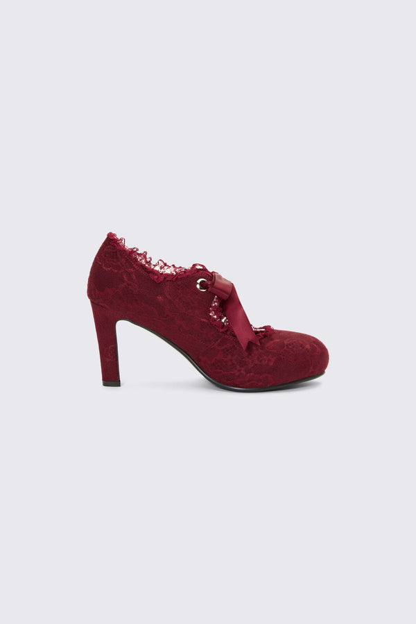Dangerfield - Plum Lace On Lace Heel - plum
