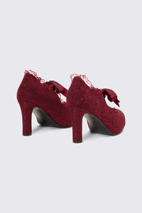 Dangerfield - Plum Lace On Lace Heel - plum