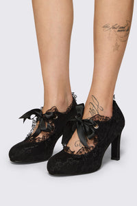 Dangerfield - Black Lace On Lace Heel - black