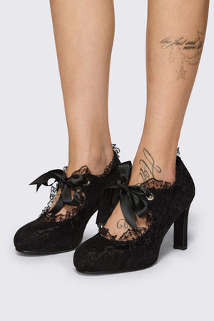 Dangerfield - Black Lace On Lace Heel - black