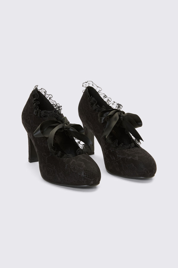Dangerfield - Black Lace On Lace Heel - black