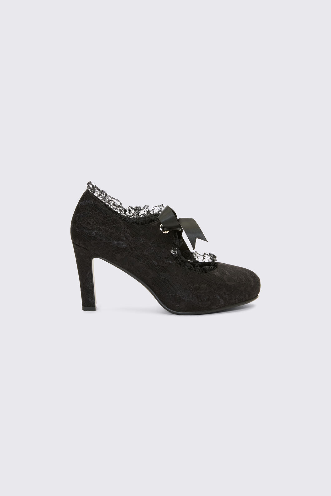 Dangerfield - Black Lace On Lace Heel - black