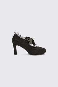 Dangerfield - Black Lace On Lace Heel - black
